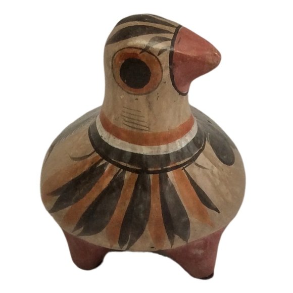 Mexican Pottery Tonala Bird Dove Partridge Colorful Hand Painted Folk Art - Picture 3 of 9